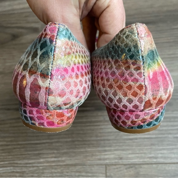 Chanii B Multi Coloured Snake Leather Mary Jane Flat Shoe Rainbow Unicorn 7 - Picture 6 of 9